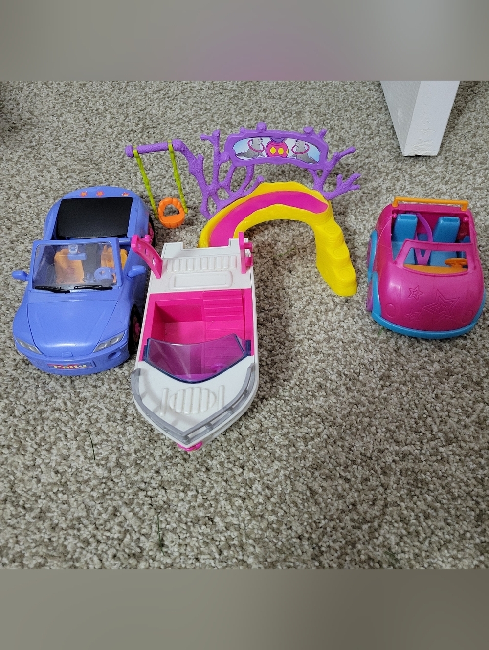 Lot Of Polly Pocket Miscellaneous Toys - Cars, Boat, Playset